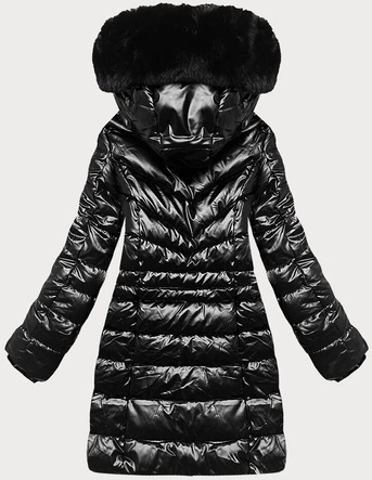 Taliowana kurtka zimowa damska czarna (2M-032)