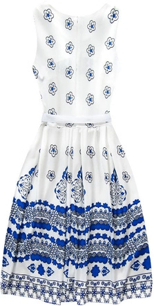 ROZKLOSZOWANA SUKIENKA BIAŁO-CHABROWA (2719)