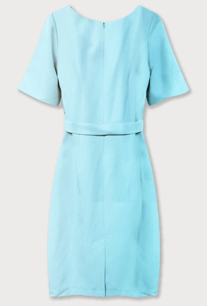 OŁÓWKOWA SUKIENKA Z PASKIEM BŁĘKITNA (313ART)