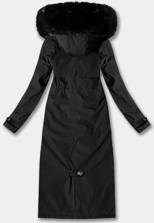 Zimowa ciepła kurtka damska do kolan Libland czarna (7643)