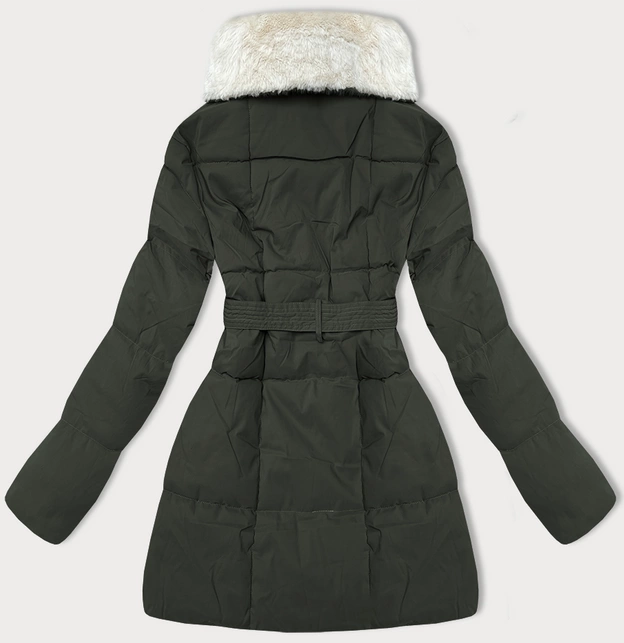 Kurtka damska ze stójką obszyta futerkiem J Style army (16M9165-136)