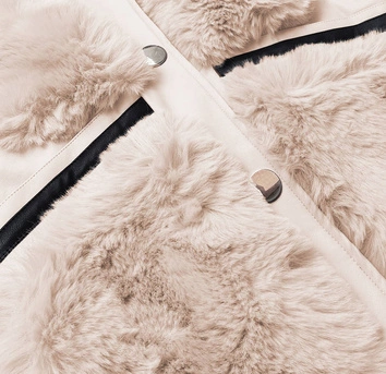 Elegancka kamizelka ekoskóra i futro kremowa (br9593-46)