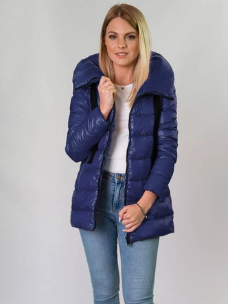 ZIMOWA PIKOWANA KURTKA DAMSKA Z KAPTUREM GRANATOWA (7698)