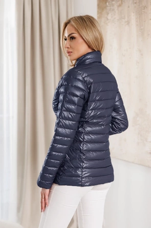 Pikowana kurtka damska z kapturem granatowa (16M9106-215)