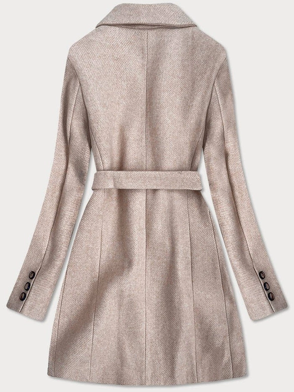 Klasyczny damski płaszcz z domieszką wełny beżowy (2715)