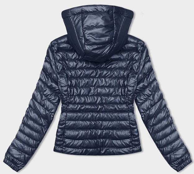Pikowana kurtka damska z kapturem granatowa (16M9105-215)