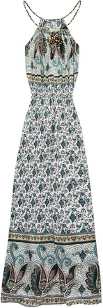 WZORZYSTA SUKIENKA MAXI BIAŁO-ZIELONA (2636)