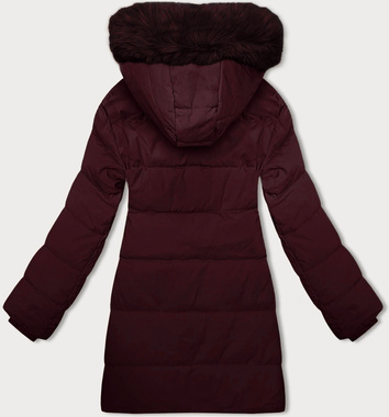 Zimowa kurtka damska z kapturem J Style bordowa (16M9099-06)