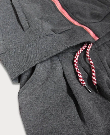 KOLOROWY DRES DAMSKI ŁOSOSIOWO-GRAFITOWY (AMG681)