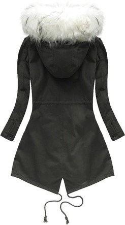 BAWEŁNIANA PARKA ZIMOWA KHAKI-BIAŁA (7609)