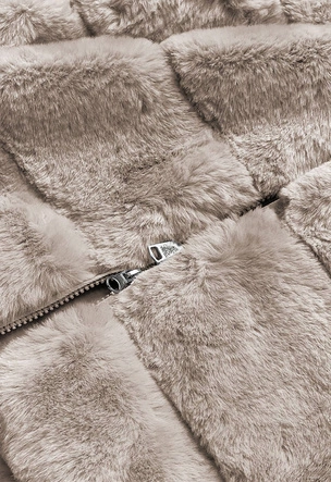 Kamizelka futrzana z kapturem beżowa (BR8060-12)