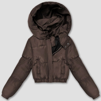 Krótka kurtka zimowa puffer J Style czekoladowa mat (5M3360-158)
