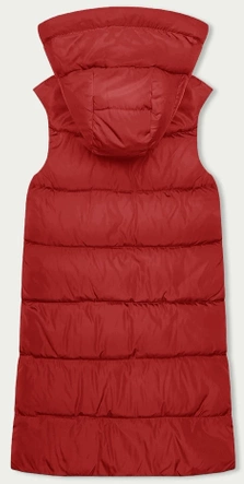 Długa kamizelka damska dwustronna czerwony-beż (B8248-4)