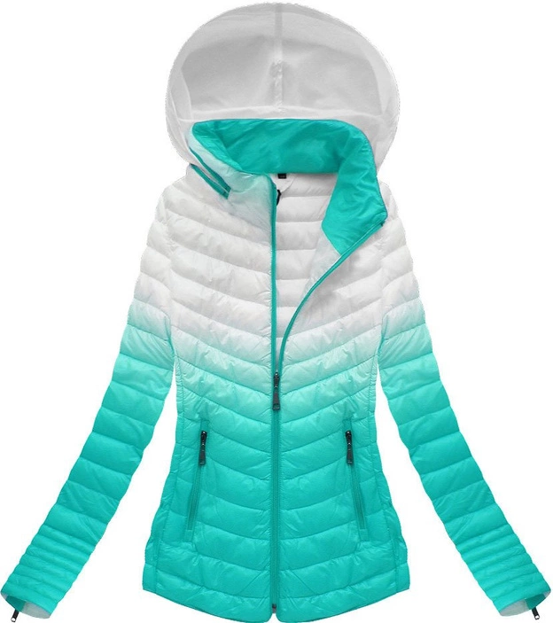 PIKOWANA KURTKA OMBRE BIAŁO-MIĘTOWA (XR7112X)