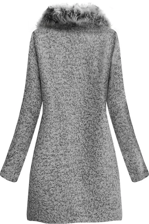 KRÓTKI PŁASZCZ ZIMOWY ZE STÓJKĄ JASNOSZARY (536/2ART)