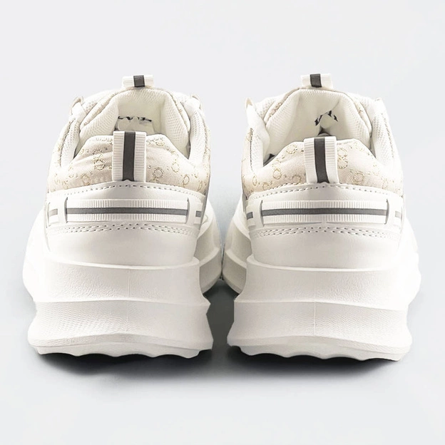 SPORTOWE BUTY DAMSKIE Z OZDOBNYM WZOREM BIAŁO-BEŻOWE (LA811)