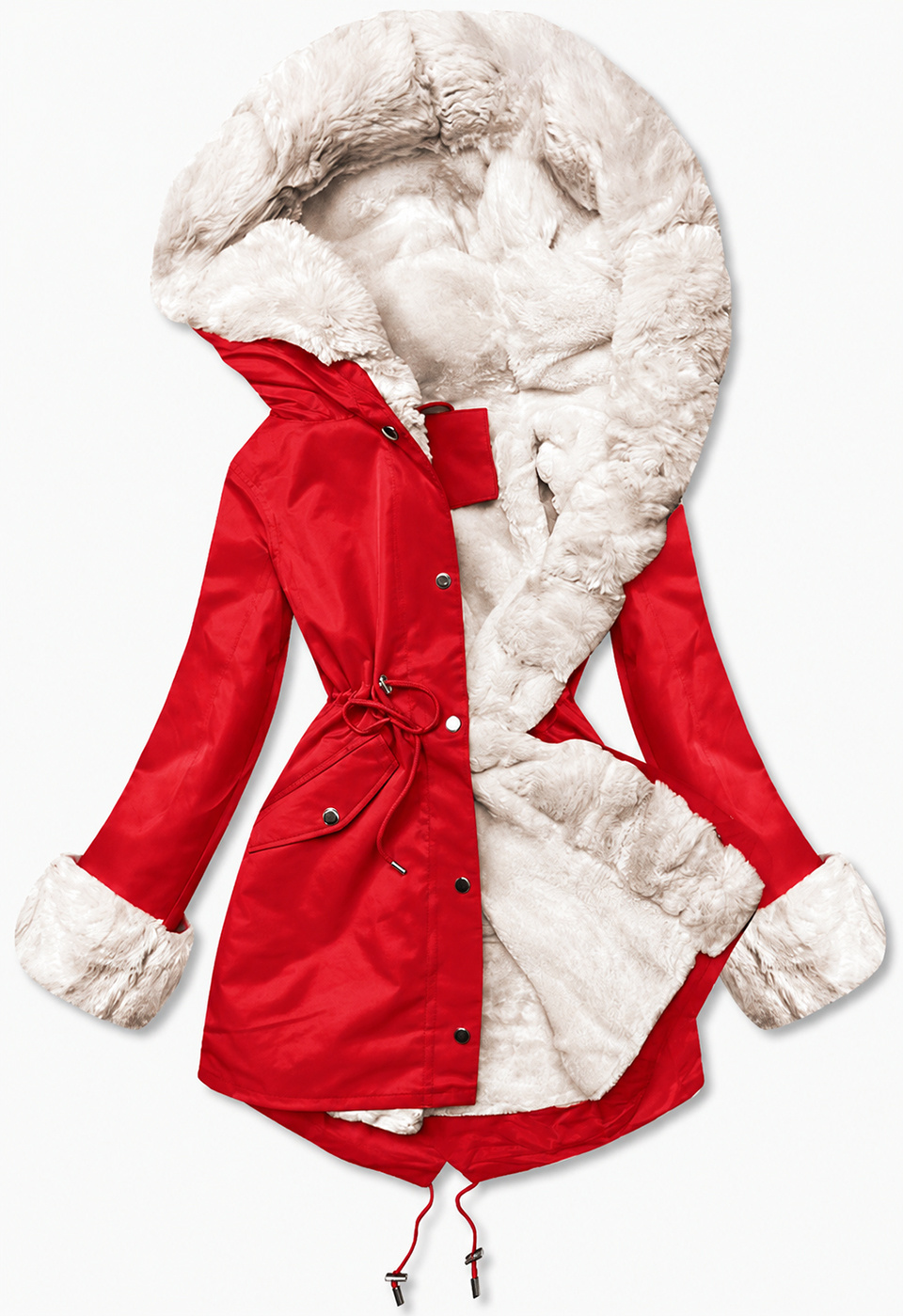 Parka z futrzaną podpinką czerwona (5M3187-270)