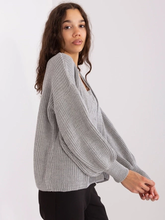 Dwuczęściowy komplet top + sweter szary (8019)