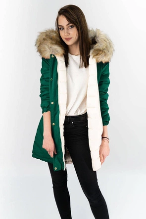 DWUSTRONNA PARKA ZIELONA-ECRU (B507)