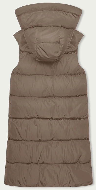 Długa kamizelka damska dwustronna beż-khaki (B8159-12)