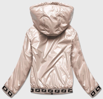 Krótka kurtka damska z kapturem złota (b9787-101)