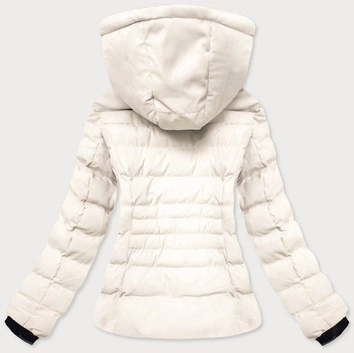 Damska kurtka zimowa z futrzaną stójką biała (5M769-281)