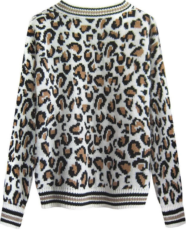 SWETER W ZWIERZĘCY PRINT BIAŁY (458ART)
