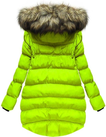 PIKOWANA KURTKA Z KAPTUREM LIMONKOWA (W825)
