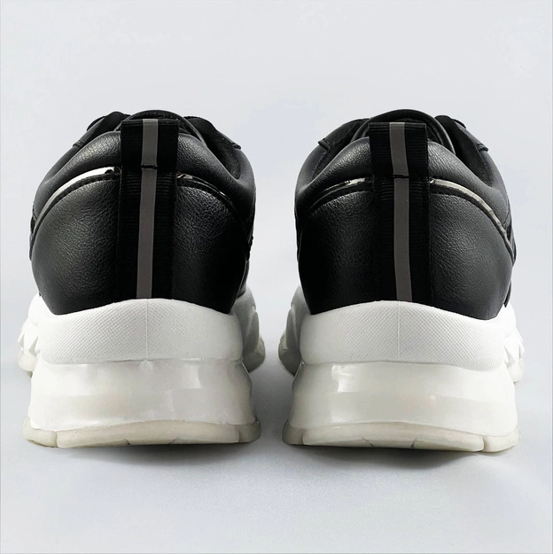 Damskie sneakersy z metaliczną lamówką czarne (bg-02)