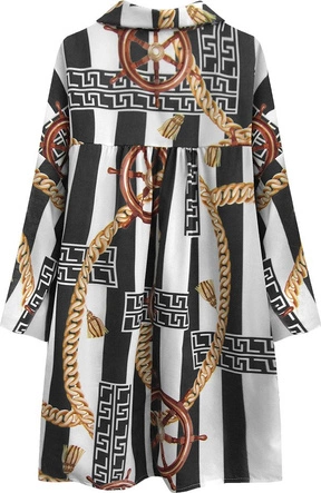 KOSZULA OVERSIZE WE WZORY BIAŁO-CZARNA (301ART)