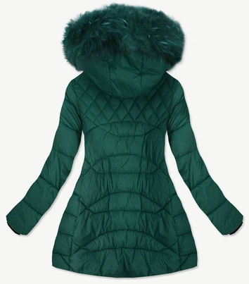PIKOWANA DAMSKA KURTKA Z KAPTUREM ZIELONA (808)