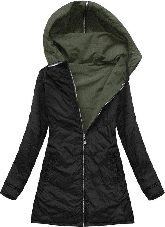 DWUSTRONNA KURTKA Z KAPTUREM KHAKI (W640)