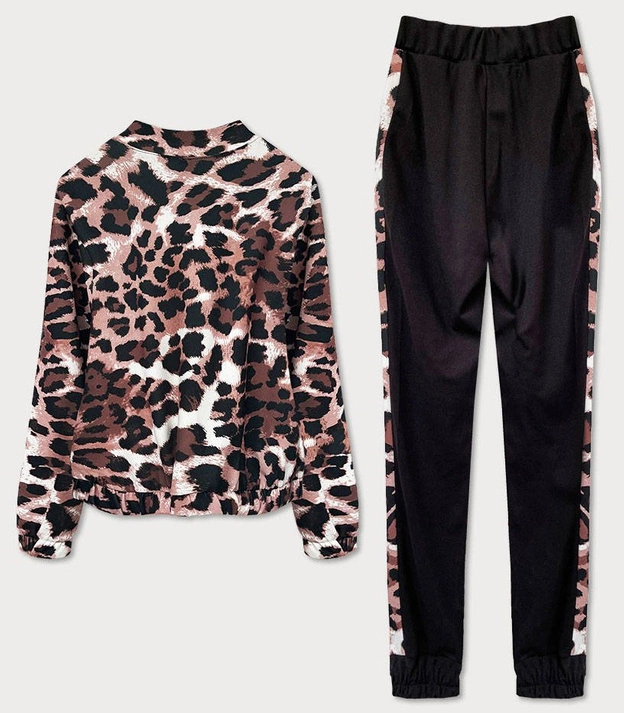 ELEGANCKI KOMPLET DRESOWY CZARNY/PANTERKA (21258)