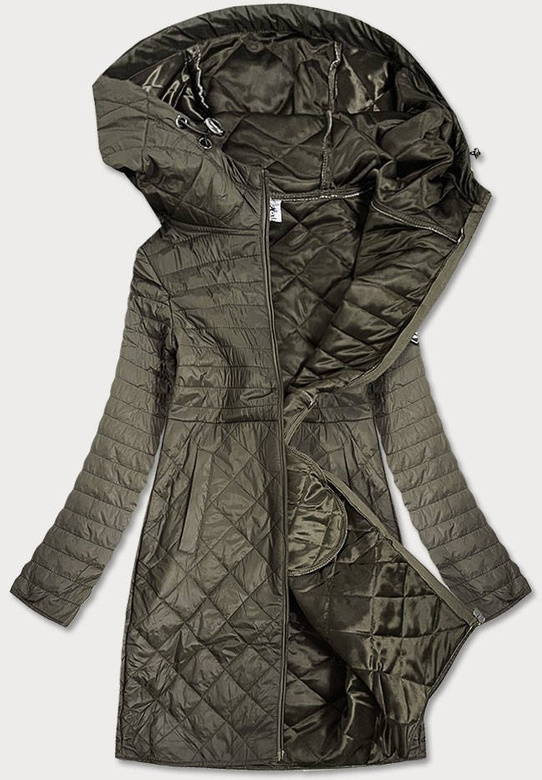 PIKOWANA KURTKA DAMSKA Z KAPTUREM KHAKI (Q359#)