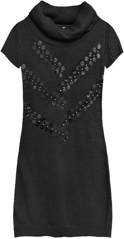 DŁUGI SWETER Z GOLFEM CZARNY (1174)