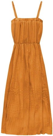 PLISOWANA SUKIENKA MIDI POMARAŃCZOWA 1 (9247-1)