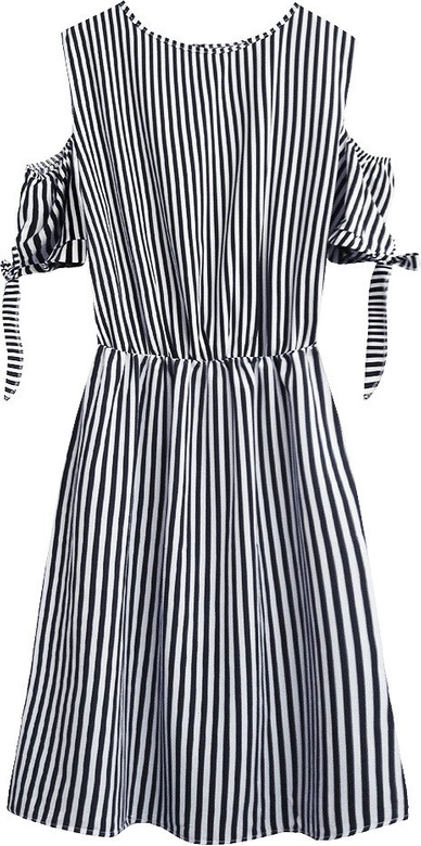 SUKIENKA Z ODKRYTYMI RAMIONAMI GRANATOWO-BIAŁA (372ART)