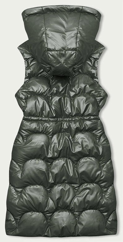 Taliowana kamizelka z kapturem khaki (B8172-11)