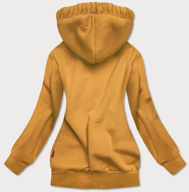 BLUZA DAMSKA Z OZDOBNYM KAPTUREM ŻÓŁTA (AMG645-1)