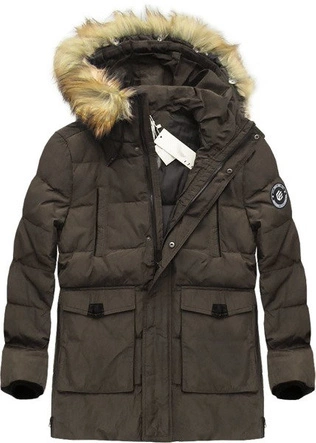 KURTKA ZIMOWA Z PUCHEM NATURALNYM BRĄZOWA (5015)