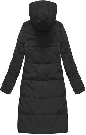 PROSTY DAMSKI PŁASZCZ ZIMOWY Z PUCHEM NATURALNYM CZARNY (7123)