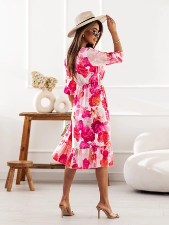 Sukienka z kopertowym dekoltem różowa (704)