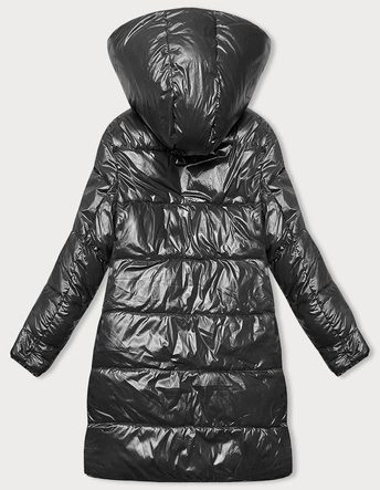 Gruba dwustronna kurtka zimowa damska czarny-beż (V768g)