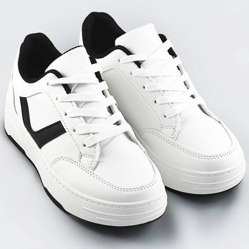 Sznurowane buty sportowe damskie biało-czarne (s070)