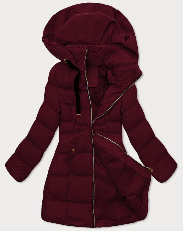Kurtka damska z kapturem J Style bordowa (5M3231-1)