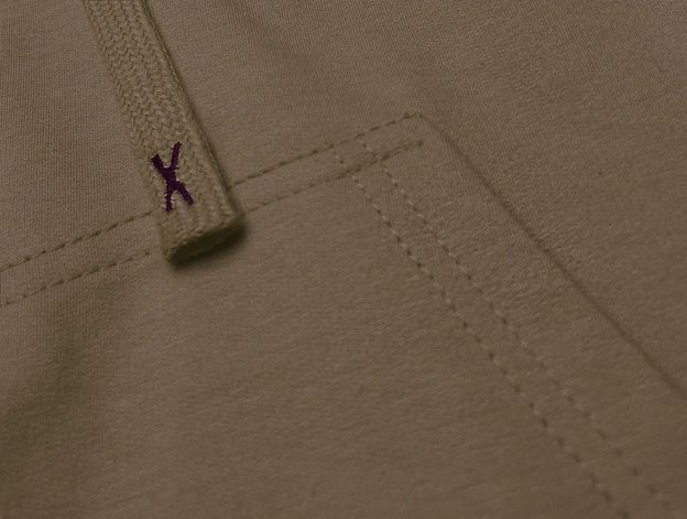 Krótka bluza dresowa z kapturem ciemny beż (8B939-91)