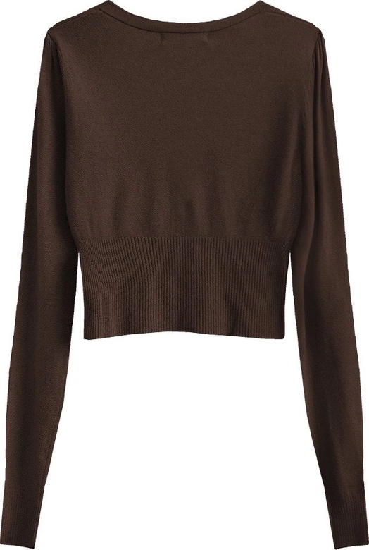 KRÓTKI SWETEREK Z TIULOWYMI OZDOBAMI BRĄZOWY (1516)