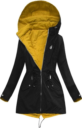 DWUSTRONNA PARKA Z KAPTUREM CZARNO-ŻÓŁTA (W304BIG)