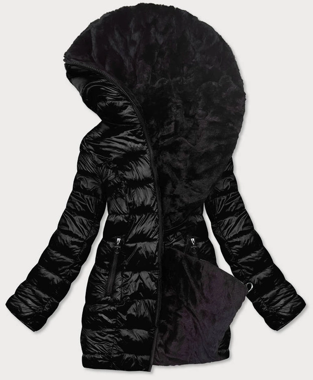 DWUSTRONNA KURTKA DAMSKA ZIMOWA CZARNA (B9582-101)