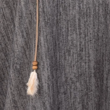 SWETER Z RZEMYKIEM I PIÓRAMI GRAFITOWY (9230)